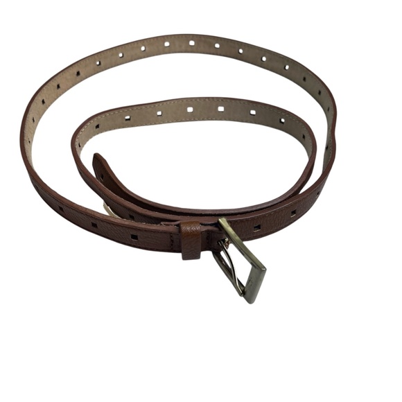 Brown Leathe Lined Square Prong Holer Thin Belt - Picture 2 of 11